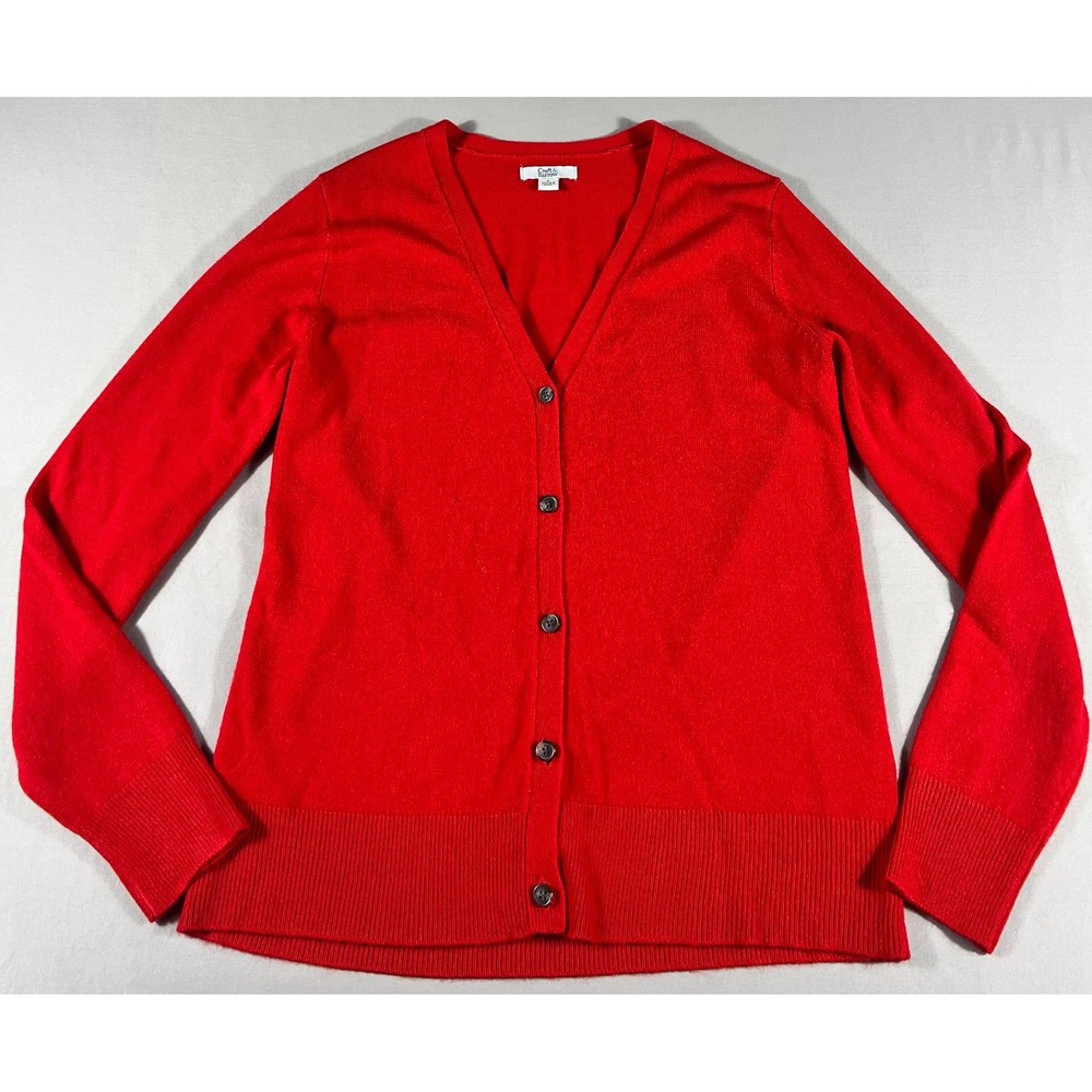 Croft & Barrow Womens Red V-Neck Button Front Long Sleeve Knit Cardigan Size S - Picture 3 of 11